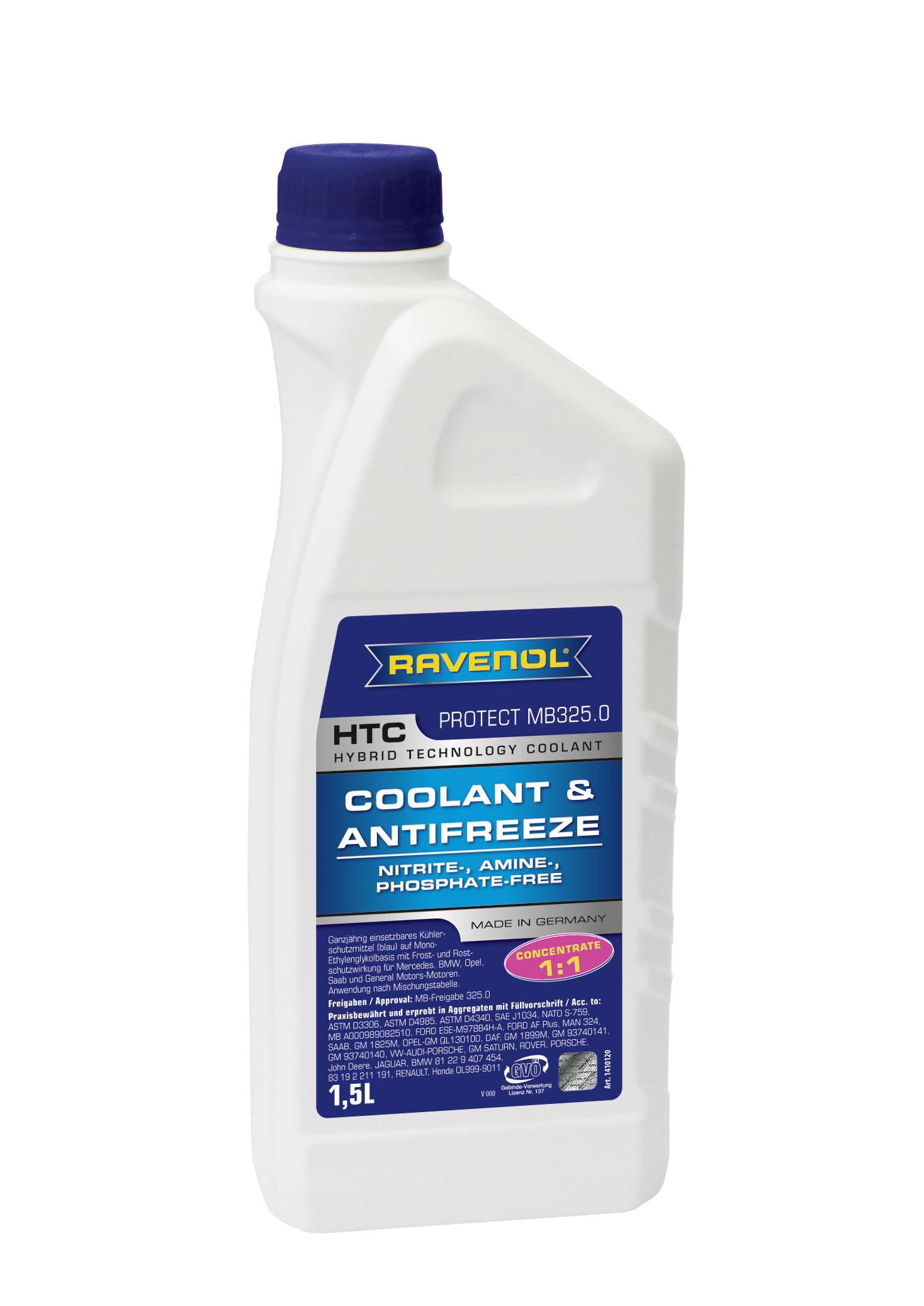 4f96f628-d54c-11e5-ac7f-0cc47a3200a7 Ravenol Антифриз HTC Coolant Concent-exclusiv MB325.0 (cиний) (